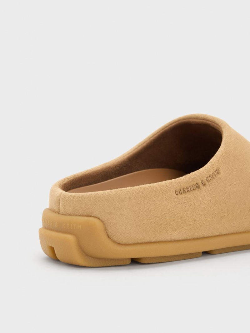 Mules Charles And Keith Molly Textured φλατ καφε | 47196-PVDR