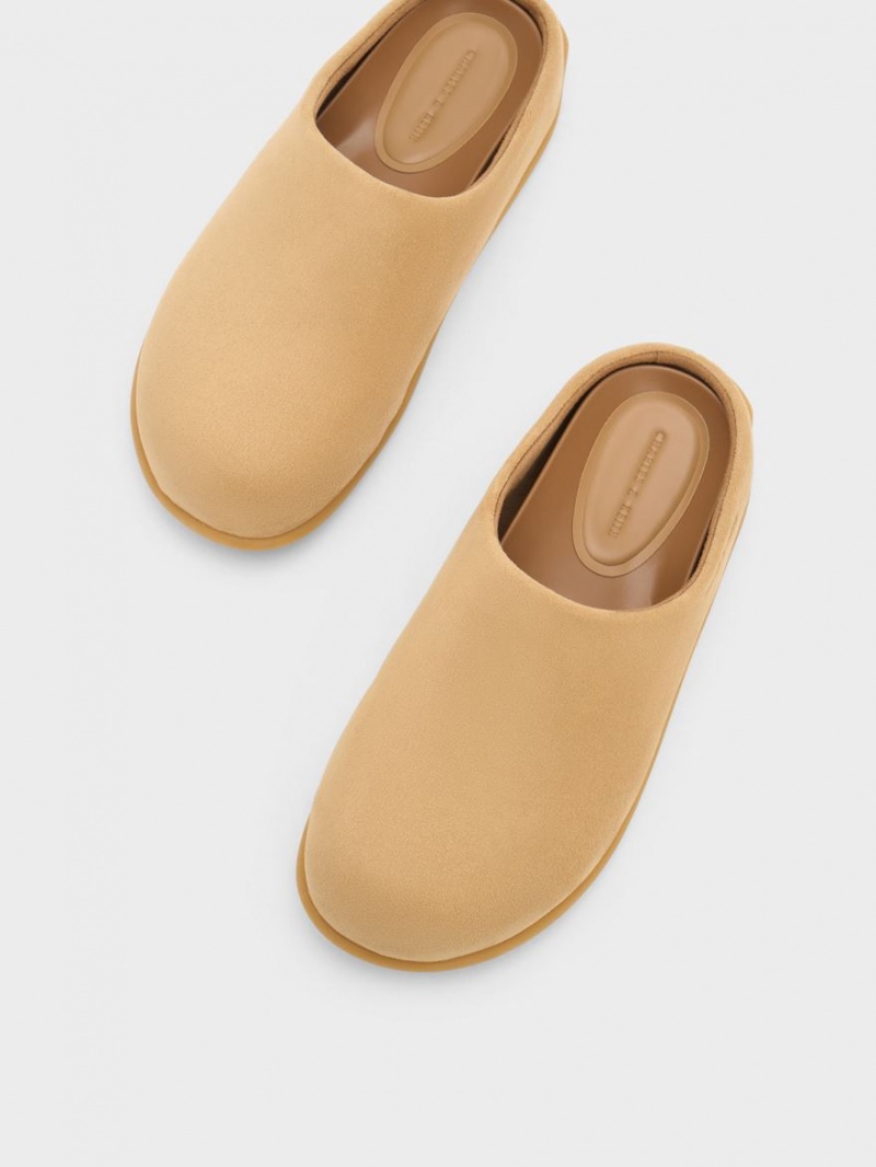 Mules Charles And Keith Molly Textured φλατ καφε | 47196-PVDR