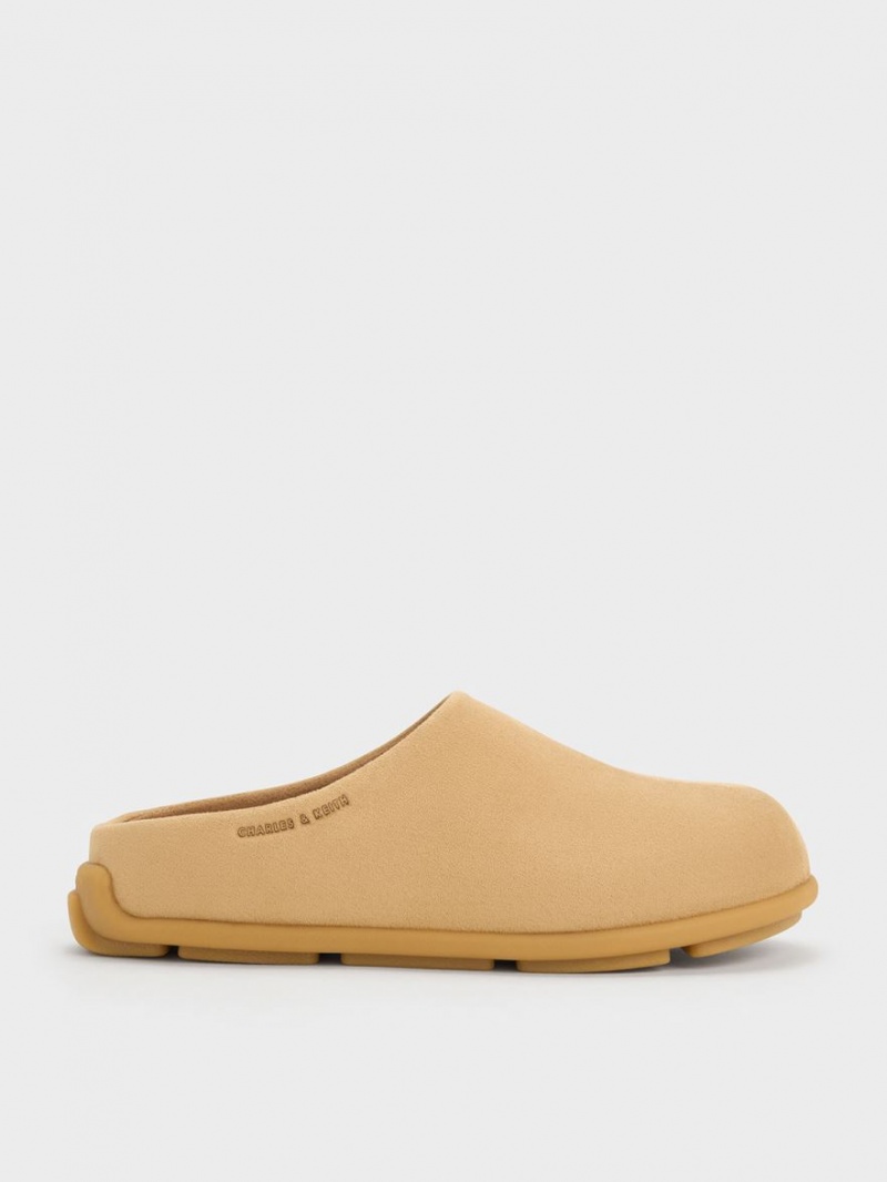 Mules Charles And Keith Molly Textured φλατ καφε | 47196-PVDR