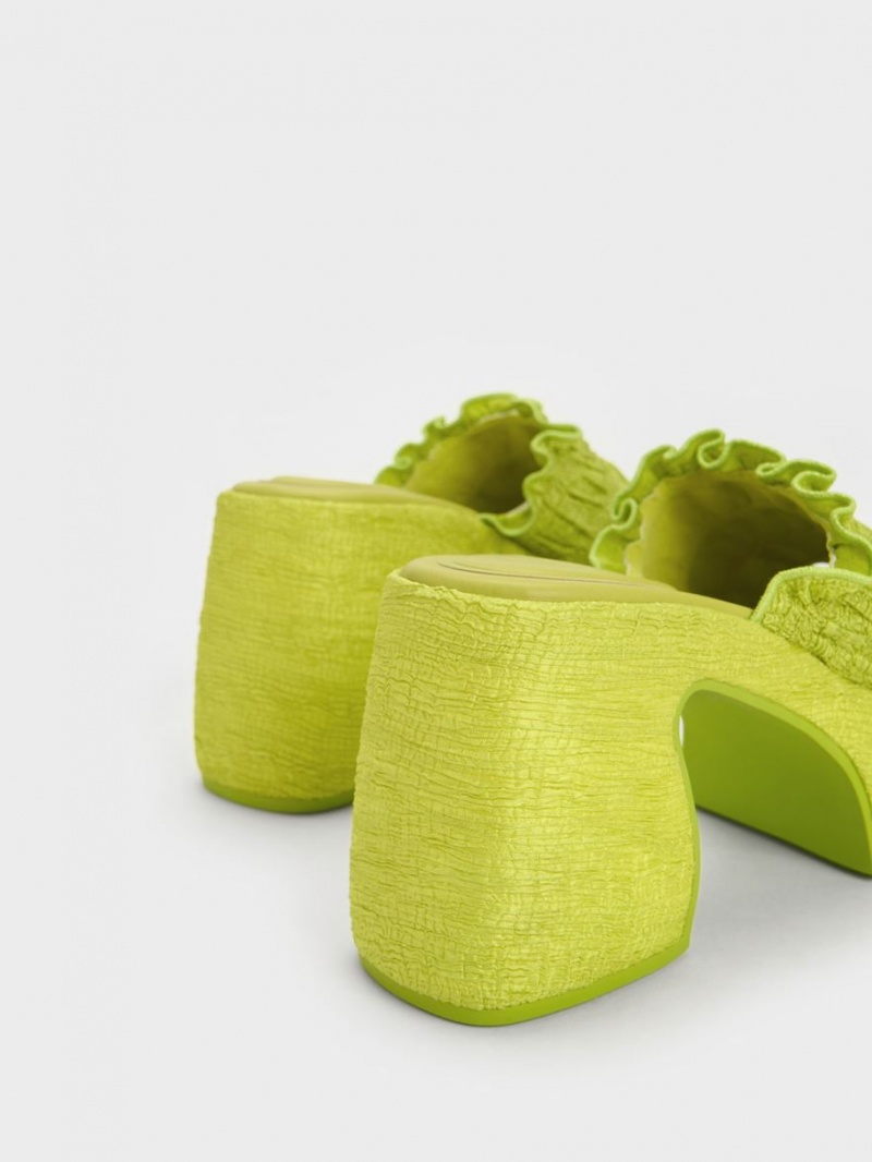 Mules Charles And Keith Nuala Ruched flatforms ανοιχτο πρασινο | 12809-NZSA