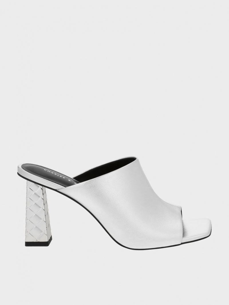 Mules Charles And Keith Open toe Καπιτονέ Heel ασημι | 37812-GMLE