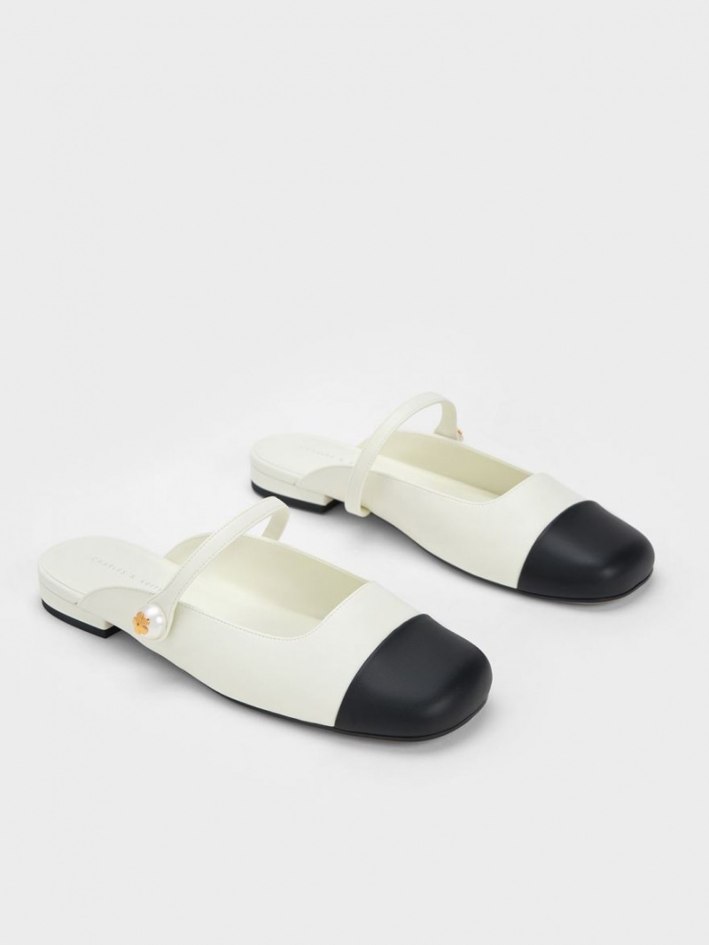 Mules Charles And Keith Pearl Embellished φλατ ασπρα | 52679-NZYB