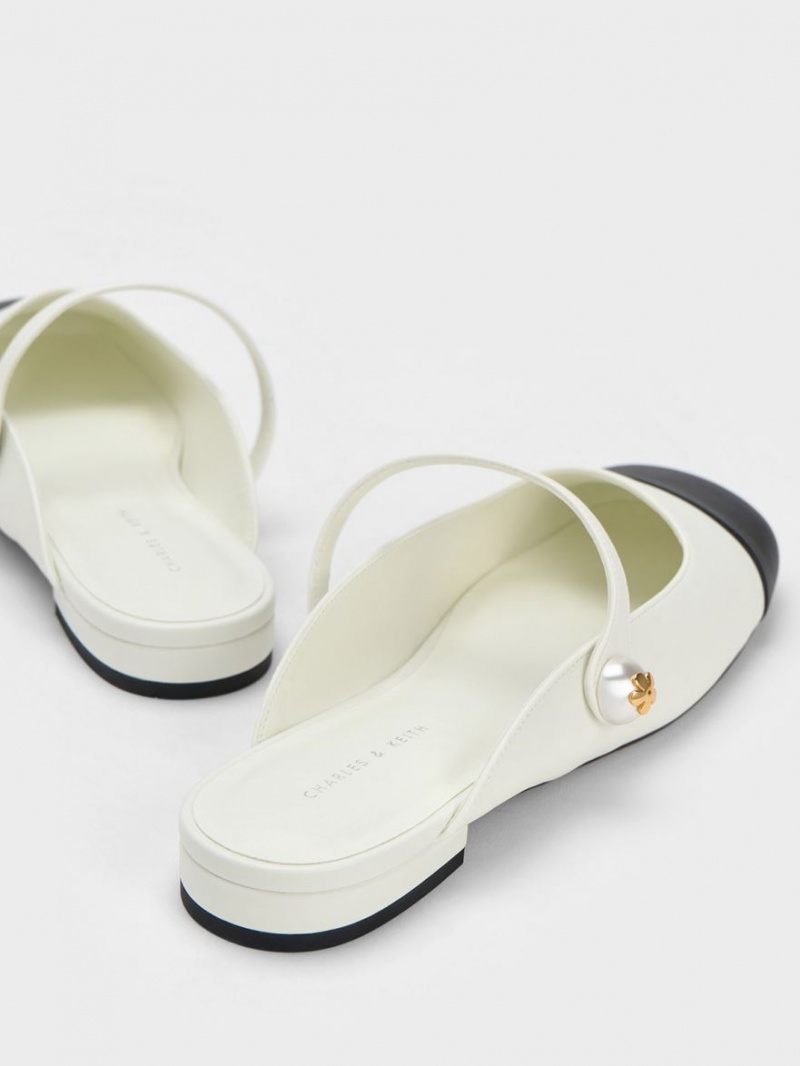 Mules Charles And Keith Pearl Embellished φλατ ασπρα | 52679-NZYB