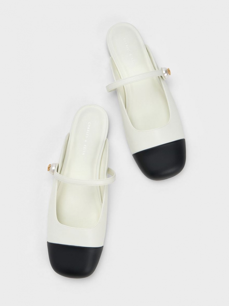 Mules Charles And Keith Pearl Embellished φλατ ασπρα | 52679-NZYB