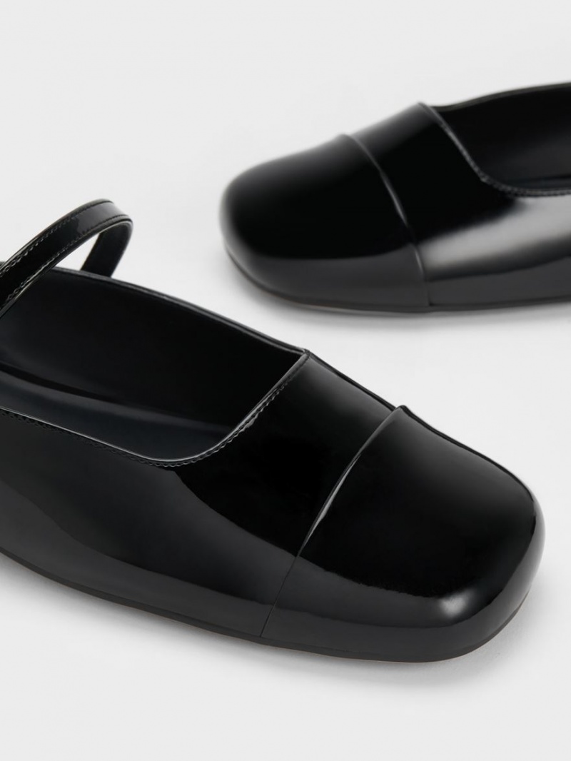 Mules Charles And Keith Pearl Embellished λουστρινι φλατ μαυρα | 89731-GNKC
