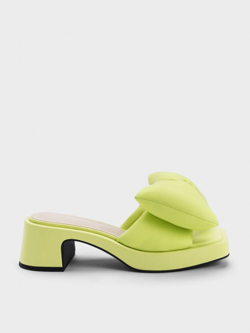 Mules Charles And Keith Puffy Bow με τακουνι ανοιχτο πρασινο | 48592-DELS