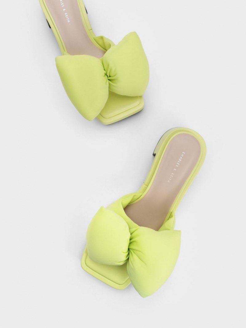 Mules Charles And Keith Puffy Bow με τακουνι ανοιχτο πρασινο | 48592-DELS