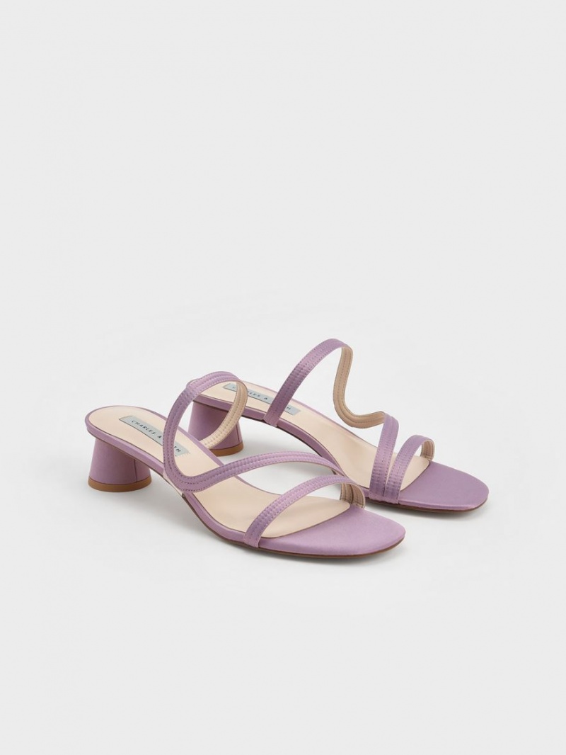 Mules Charles And Keith Satin Wavy λουρακια μωβ | 31506-SIHE