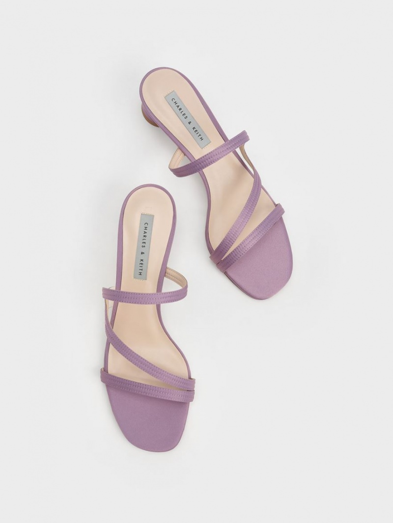 Mules Charles And Keith Satin Wavy λουρακια μωβ | 31506-SIHE