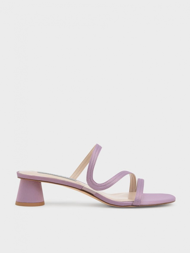 Mules Charles And Keith Satin Wavy λουρακια μωβ | 31506-SIHE
