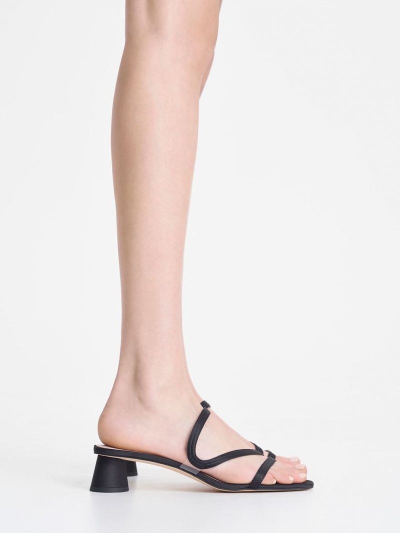 Mules Charles And Keith Satin Wavy λουρακια μαυρα | 38940-WOHU