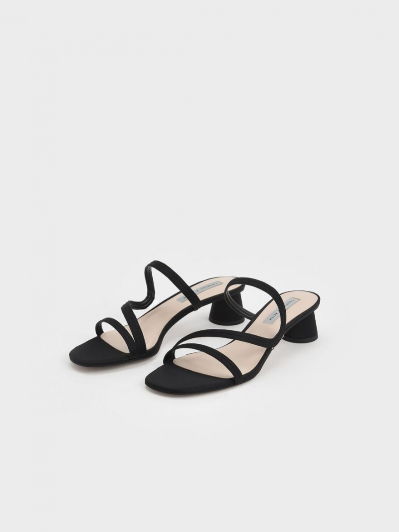 Mules Charles And Keith Satin Wavy λουρακια μαυρα | 38940-WOHU
