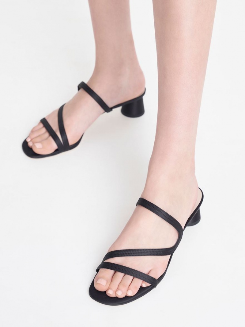 Mules Charles And Keith Satin Wavy λουρακια μαυρα | 38940-WOHU