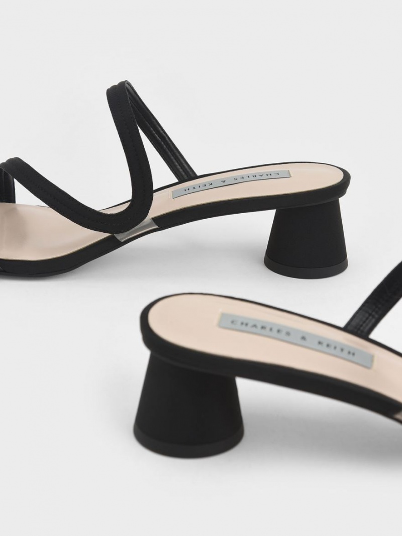 Mules Charles And Keith Satin Wavy λουρακια μαυρα | 38940-WOHU
