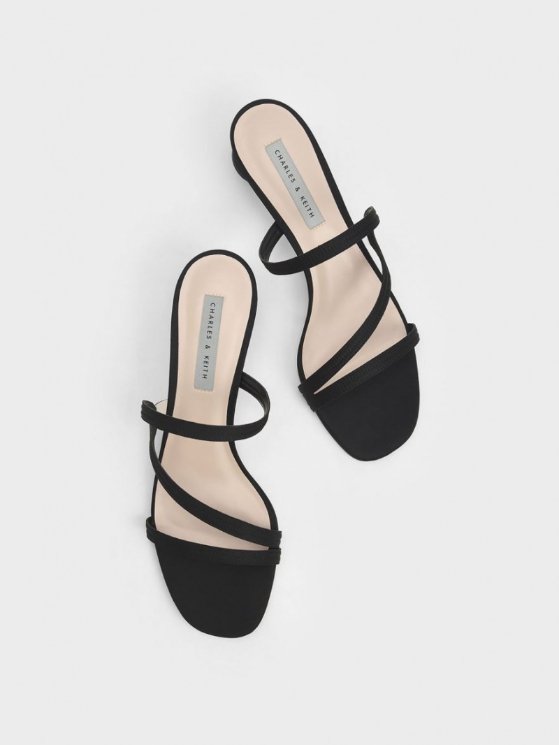 Mules Charles And Keith Satin Wavy λουρακια μαυρα | 38940-WOHU