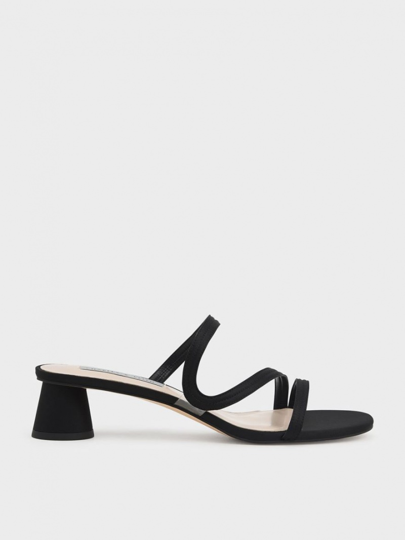 Mules Charles And Keith Satin Wavy λουρακια μαυρα | 38940-WOHU