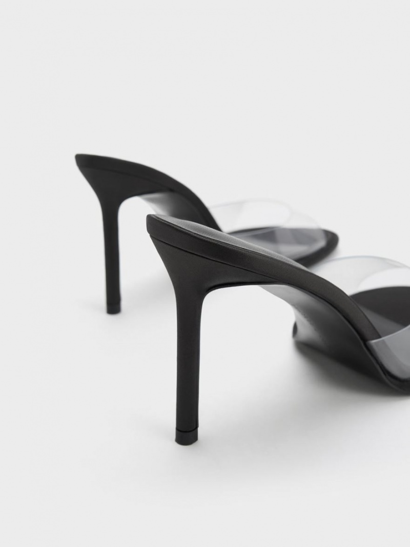 Mules Charles And Keith See-Through Cylindrical Heel μαυρα | 67280-SQJC