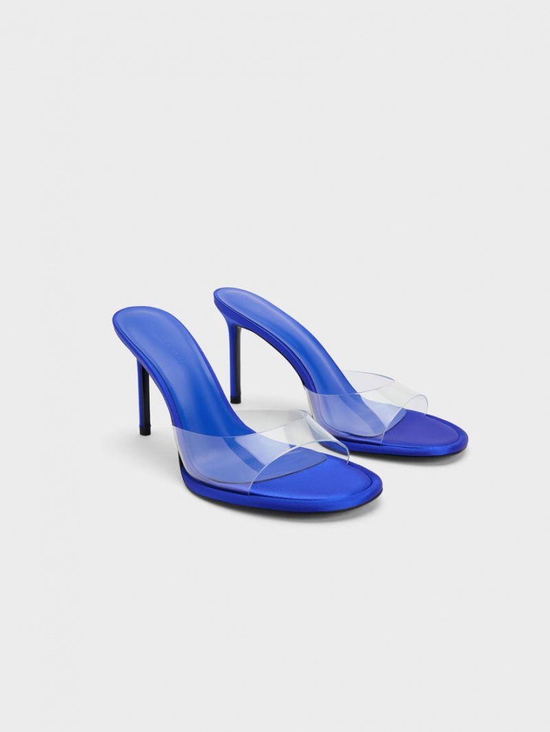 Mules Charles And Keith See-Through Cylindrical Heel μπλε | 29560-YXUK