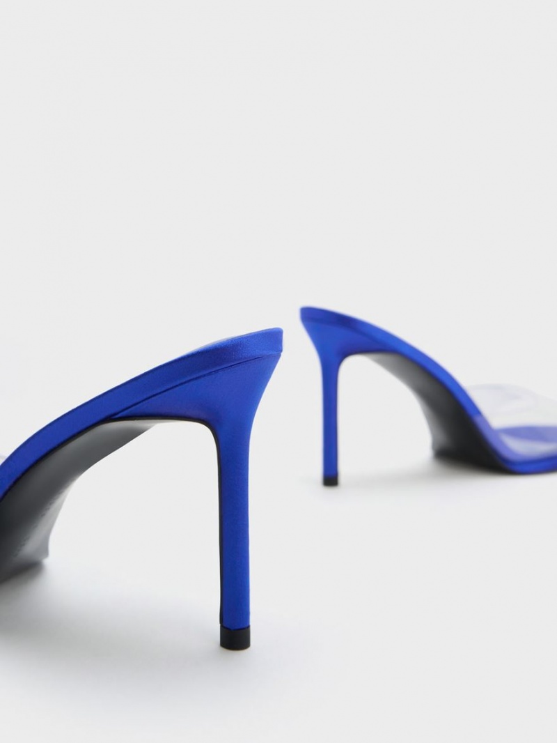 Mules Charles And Keith See-Through Cylindrical Heel μπλε | 29560-YXUK