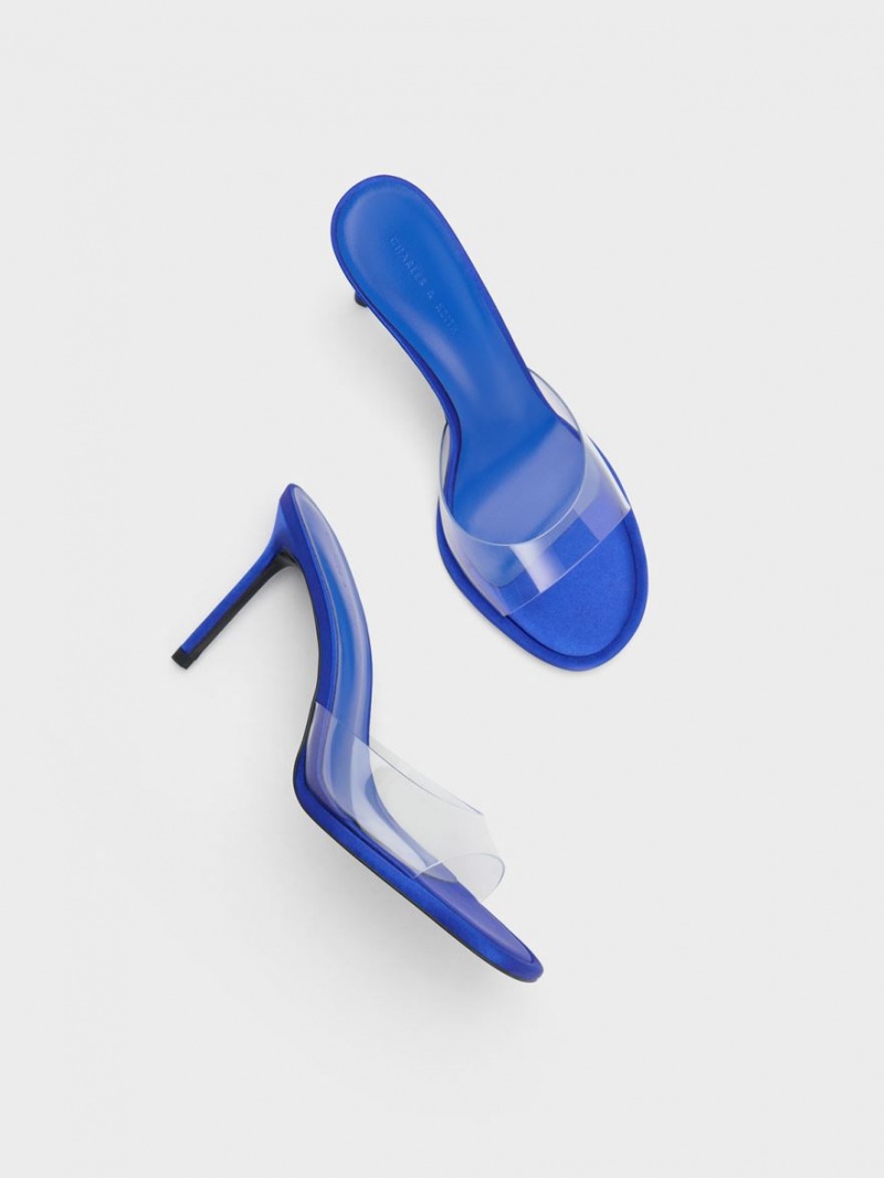 Mules Charles And Keith See-Through Cylindrical Heel μπλε | 29560-YXUK