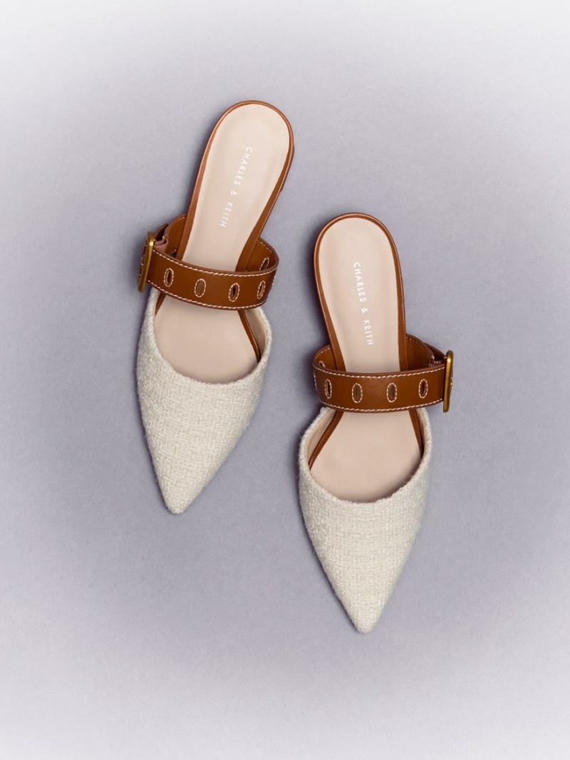 Mules Charles And Keith Sepphe Cut-Out Tweed με τακουνι Πολύχρωμο | 18924-PARB
