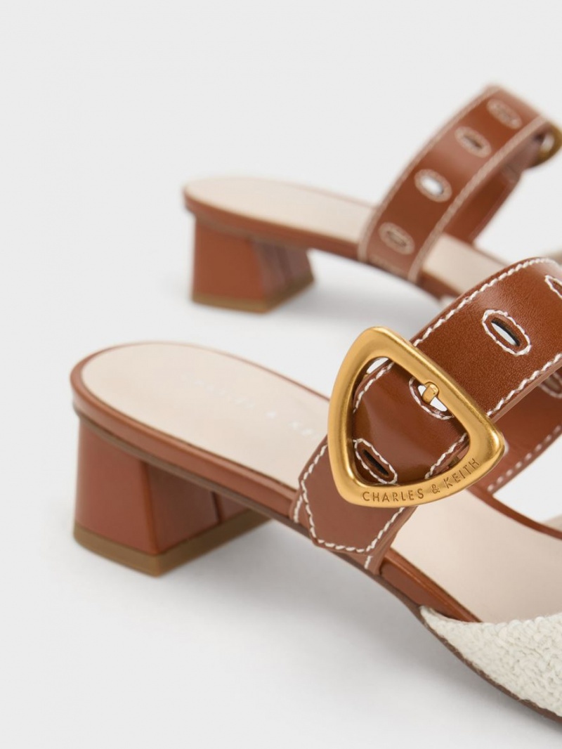 Mules Charles And Keith Sepphe Cut-Out Tweed με τακουνι Πολύχρωμο | 18924-PARB