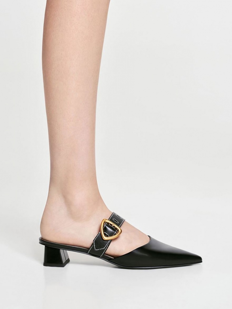 Mules Charles And Keith Sepphe Cut-Out με τακουνι μαυρα | 36570-QAXN