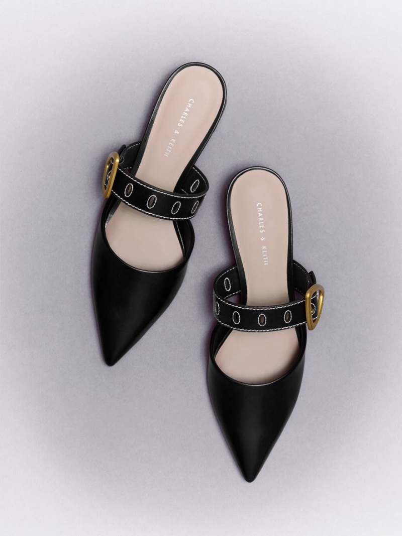 Mules Charles And Keith Sepphe Cut-Out με τακουνι μαυρα | 36570-QAXN