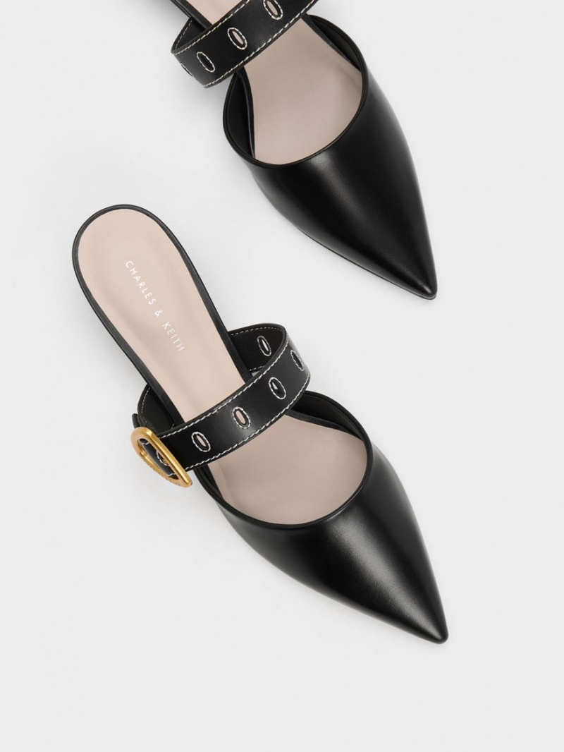 Mules Charles And Keith Sepphe Cut-Out με τακουνι μαυρα | 36570-QAXN