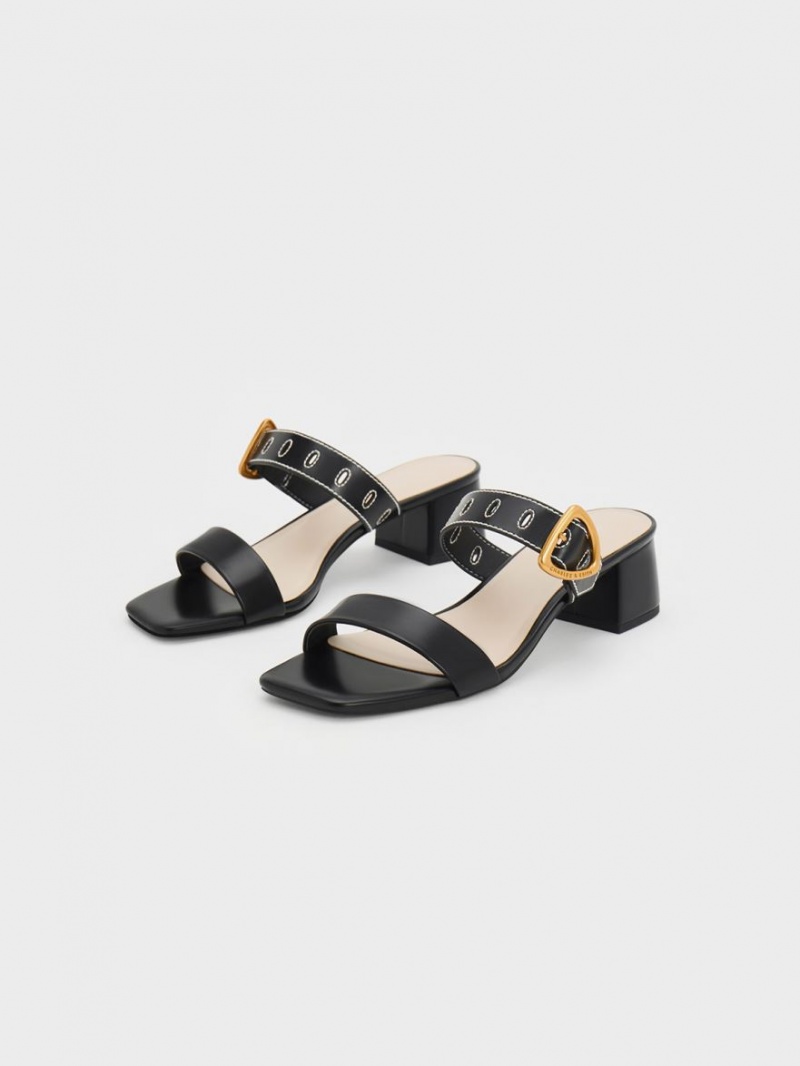 Mules Charles And Keith Sepphe Metallic πόρπης με τακουνι μαυρα | 31496-NTYX