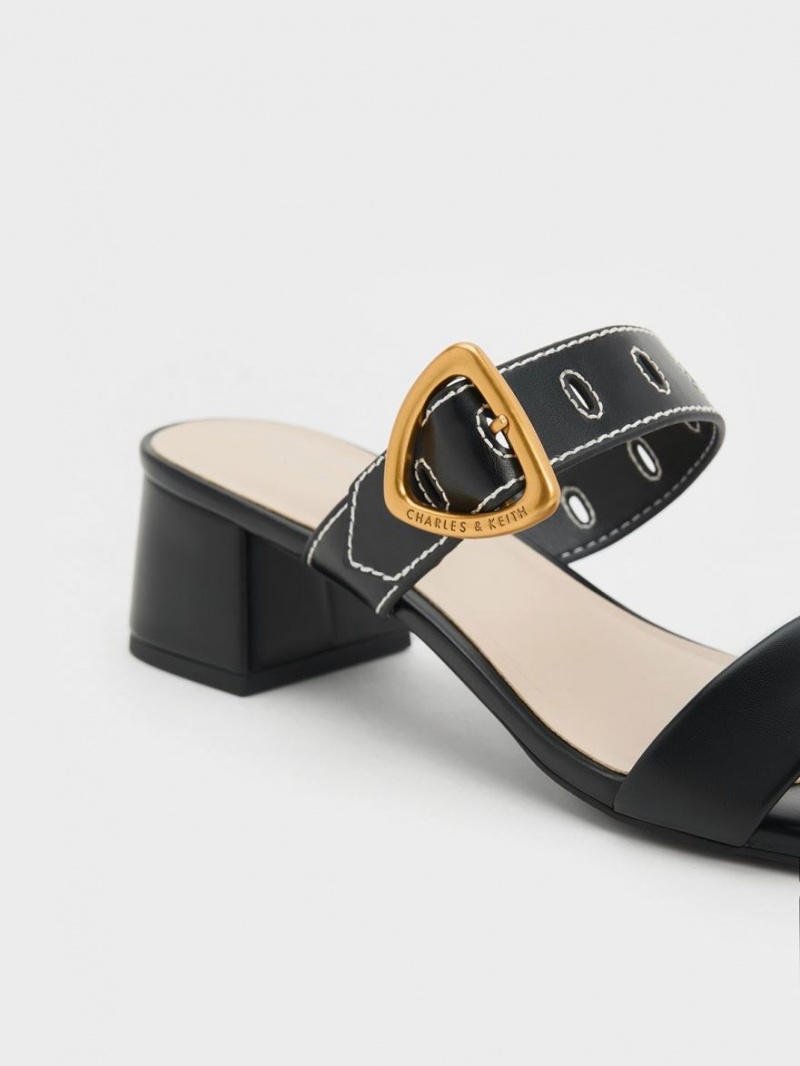 Mules Charles And Keith Sepphe Metallic πόρπης με τακουνι μαυρα | 31496-NTYX