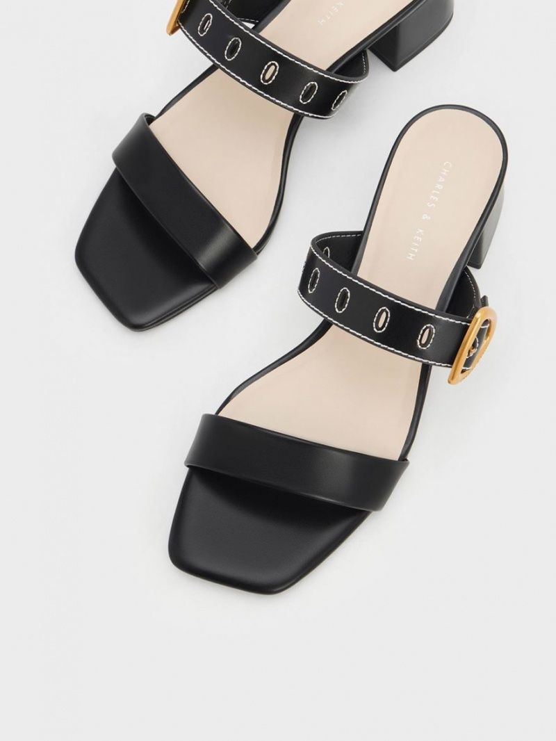 Mules Charles And Keith Sepphe Metallic πόρπης με τακουνι μαυρα | 31496-NTYX