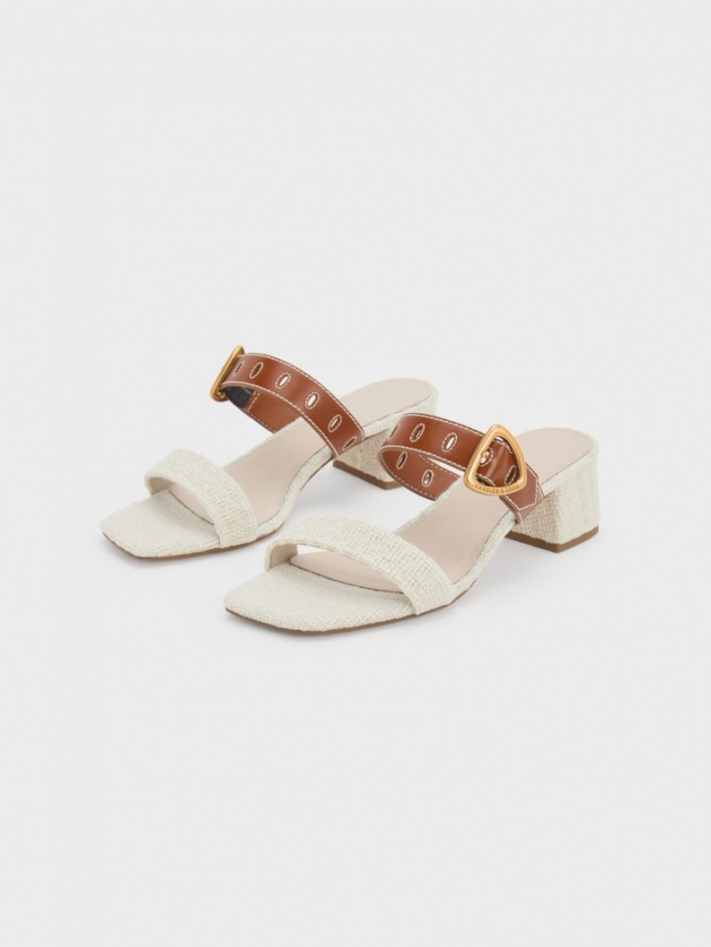 Mules Charles And Keith Sepphe Tweed Metallic πόρπης με τακουνι Πολύχρωμο | 25947-LENS