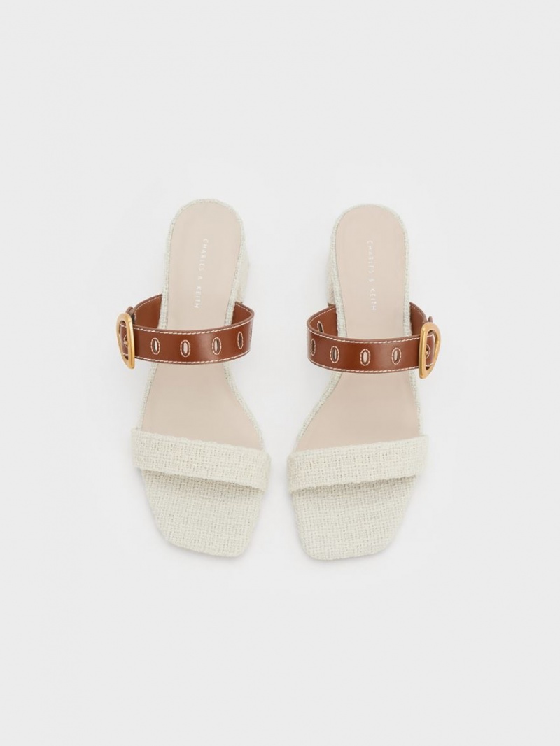 Mules Charles And Keith Sepphe Tweed Metallic πόρπης με τακουνι Πολύχρωμο | 25947-LENS