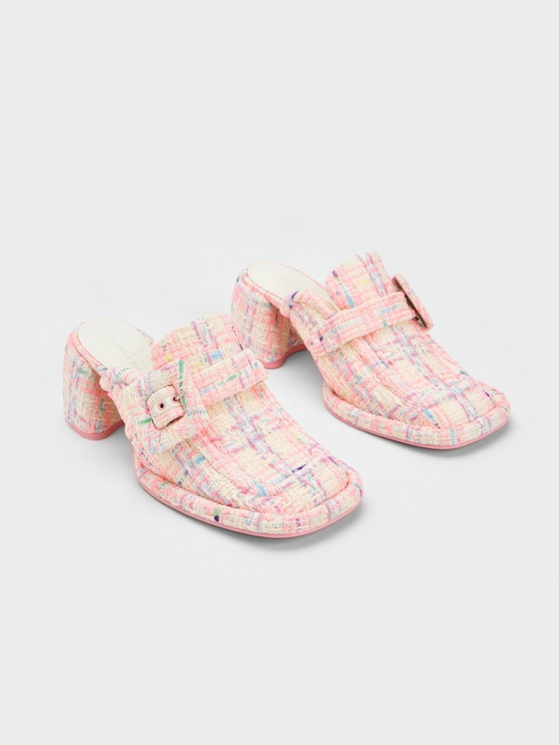 Mules Charles And Keith Sinead Tweed Buckled Loafer Πολύχρωμο | 82435-PHTQ