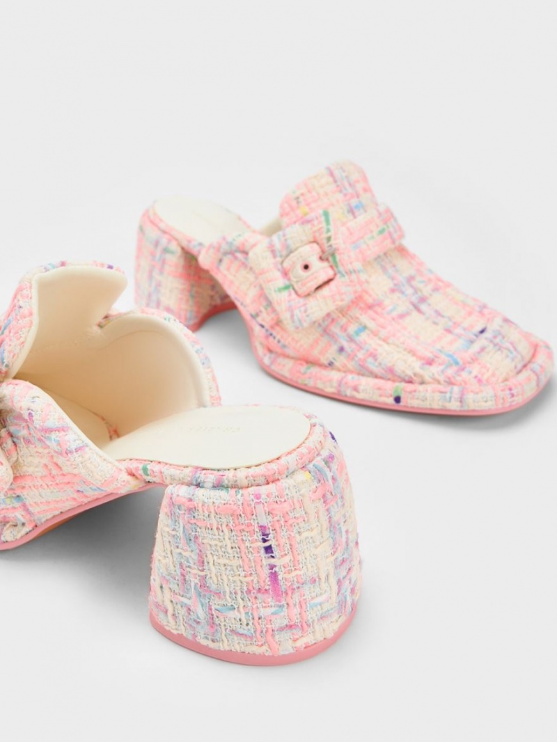 Mules Charles And Keith Sinead Tweed Buckled Loafer Πολύχρωμο | 82435-PHTQ