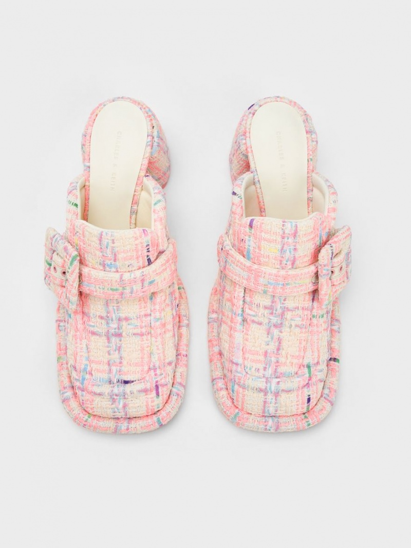 Mules Charles And Keith Sinead Tweed Buckled Loafer Πολύχρωμο | 82435-PHTQ