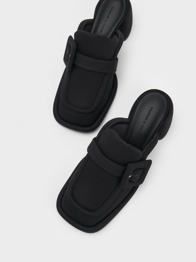 Mules Charles And Keith Sinead Woven Buckled Loafer μαυρα | 01283-OEPV