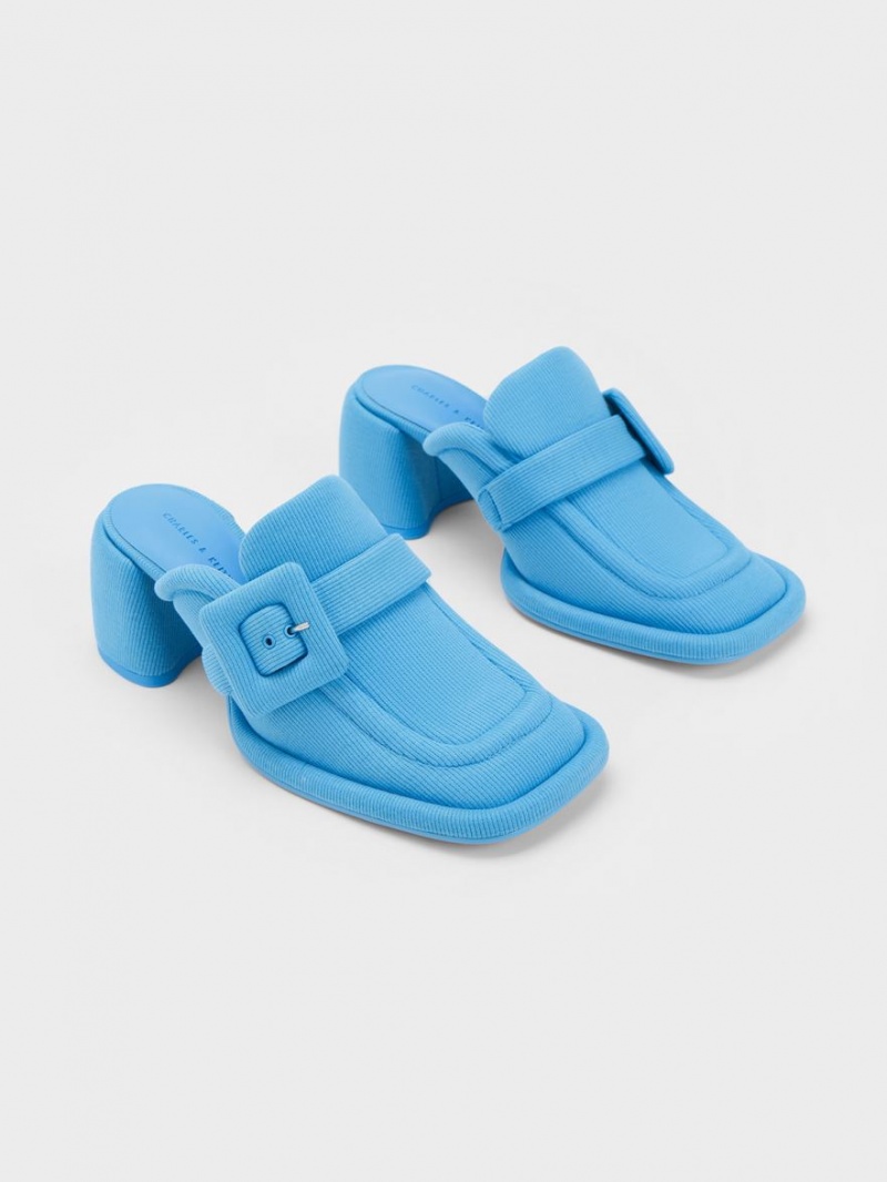 Mules Charles And Keith Sinead Woven Buckled Loafer μπλε | 72845-EQML