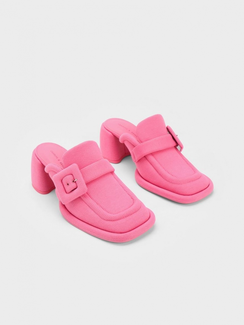 Mules Charles And Keith Sinead Woven Buckled Loafer ροζ | 78152-LKUW