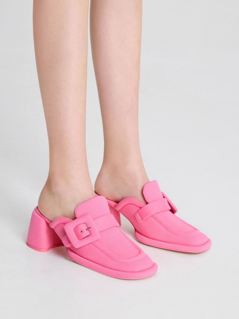 Mules Charles And Keith Sinead Woven Buckled Loafer ροζ | 78152-LKUW