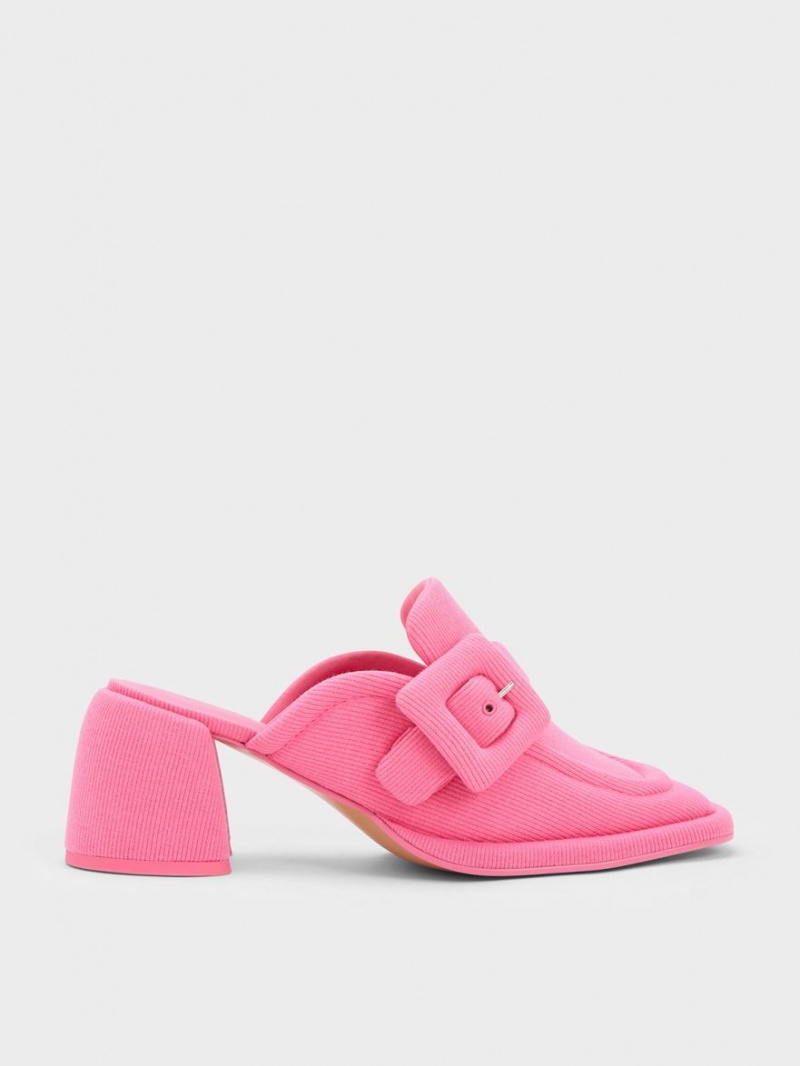 Mules Charles And Keith Sinead Woven Buckled Loafer ροζ | 78152-LKUW