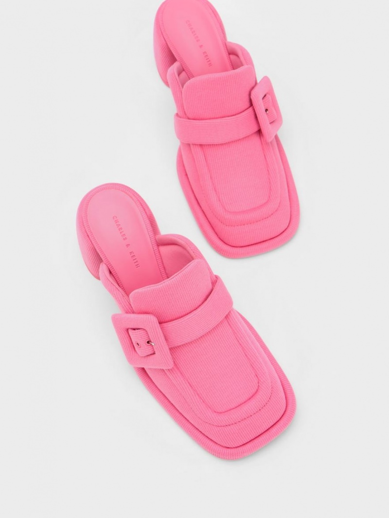 Mules Charles And Keith Sinead Woven Buckled Loafer ροζ | 78152-LKUW