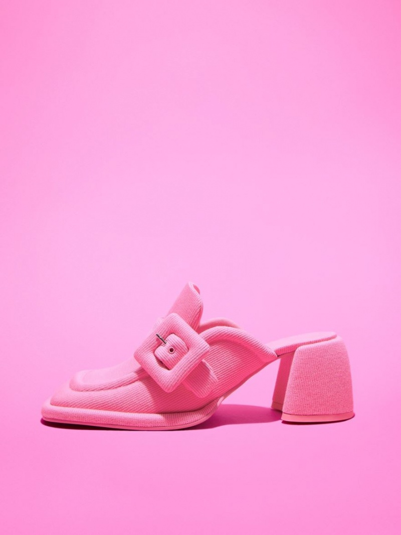 Mules Charles And Keith Sinead Woven Buckled Loafer ροζ | 78152-LKUW