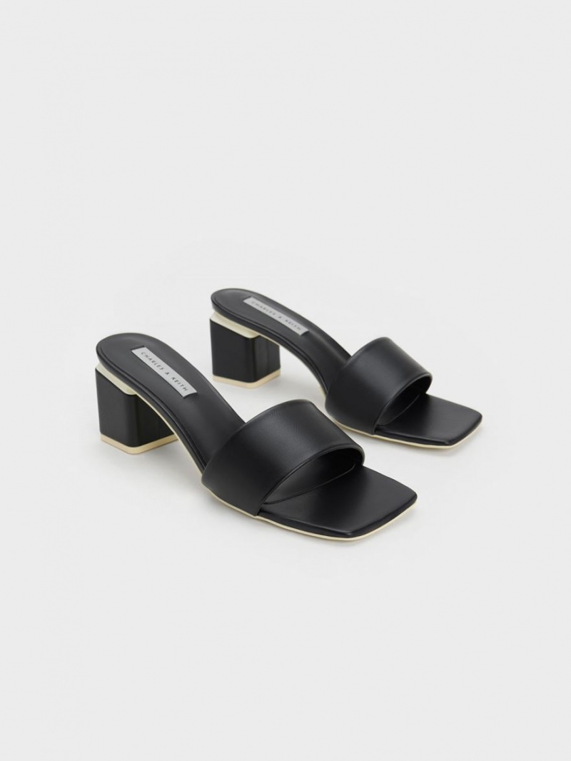 Mules Charles And Keith Square Block Heel μαυρα | 35096-WXVG