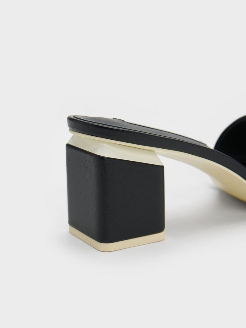 Mules Charles And Keith Square Block Heel μαυρα | 35096-WXVG