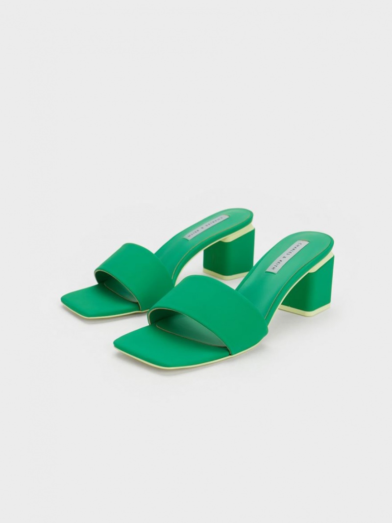 Mules Charles And Keith Square Block Heel πρασινο | 36152-ZPAR