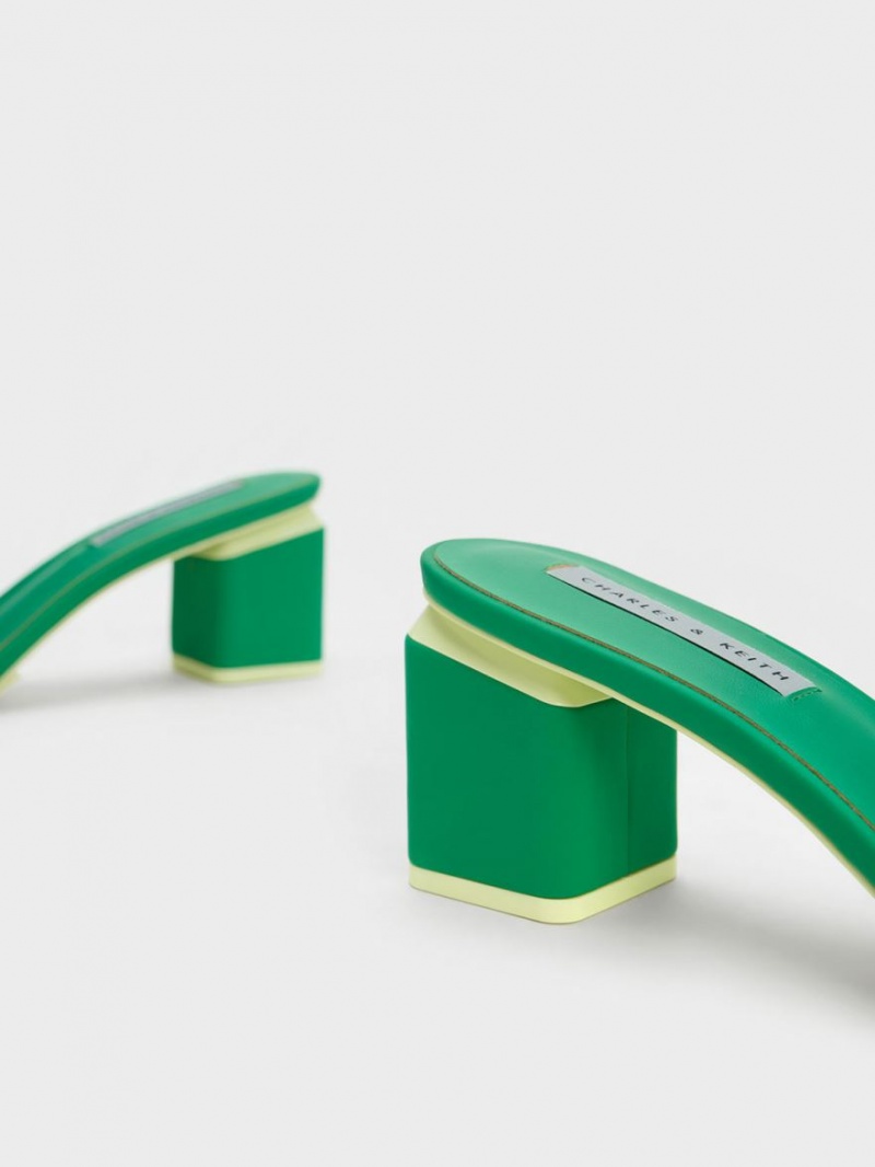 Mules Charles And Keith Square Block Heel πρασινο | 36152-ZPAR