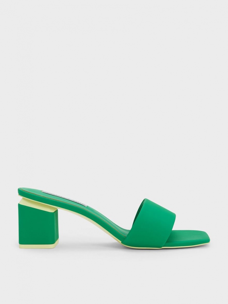 Mules Charles And Keith Square Block Heel πρασινο | 36152-ZPAR