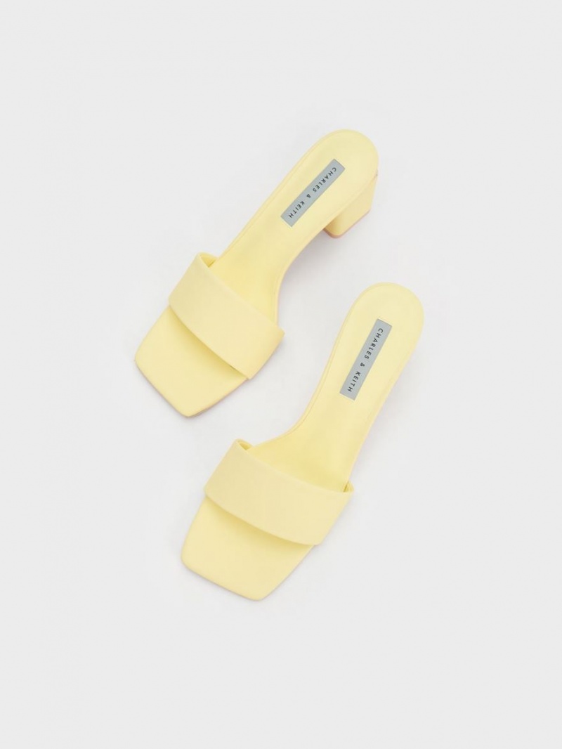 Mules Charles And Keith Square Block Heel κίτρινα | 09816-TXZW
